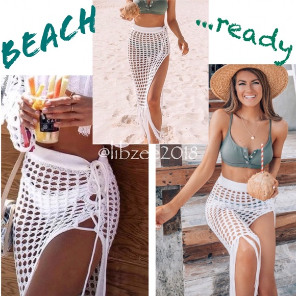 Open Knit Lace-Up Cover-Up Skirt NWT - Picture 2 of 15